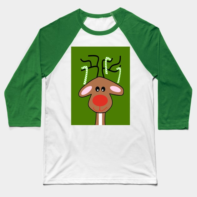 REINDEER Christmas Green Baseball T-Shirt by SartorisArt1